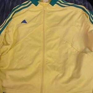 Adidas Men's Yellow and Green Track Jacket